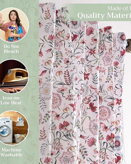 Maison d' Hermine Curtains for Living Room 100% Cotton 96 inch Length Two Panels Light Filtering Curtains for Bedroom Windows with Rod and Loop Pockets Drapes (Nellore, 50" W x 96" L)
