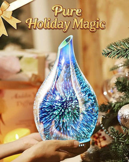 Porseme Essential Oil Diffuser 280ml Aromatherapy Ultrasonic Oil Diffusers 3D Glass Cool Mist Humidifier, Air Refresh Auto Shut-Off, Timer Setting, BPA Free for Home Hotel Yoga Leisure SPA Gift