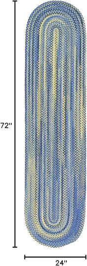 Capel American Heritage Blue Yellow 2' 0" X 6' 0" Runner Oval Braided Rug