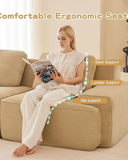 Hommoo Oversized Modular Sectional Sofa, 8 Seat Sleeper Sofa Bed, Comfy Corduroy Couch with Deep Seat, 153”Convertible Boneless Sofa with Ottoman for Living Room No Assembly Required Camel