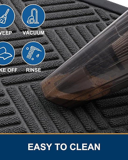 Smiry Half Circle Front Door Mat Outside Entrance,Heavy Duty Outdoor Indoor Natural Rubber Doormat,Non Slip,Trap Dirt and Moisture,Easy Clean,Low Profile Patio Porch Entryway Mat,29.5x17, Light Grey