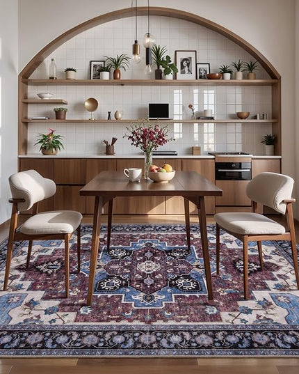 Ciicool 3x5 Rug, Washable Area Rug Boho Rugs for Bedroom Non-Slip Indoor Rugs Large Low-Pile Mat Floor Carpet Vintage Rug for Living Room Office Dinning Foyer Decor