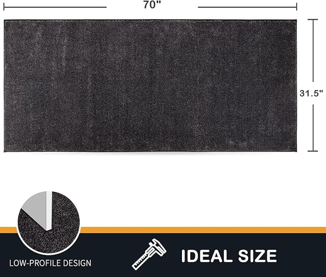PURRUGS Dirt Trapping Door Mat 31.5" x 70", Non-Slip Machine Washable Entry Rug, Shoe Scraper, Dog Doormat, Super Absorbent Welcome Mat for Front & Back Door, Muddy Shoes & Paws, Charcoal