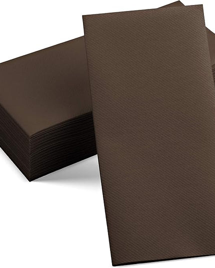 100 Linen-Feel Colored Paper Napkins - Decorative Cloth-Like Brown Dinner Napkins - Soft And Absorbent. For Kitchen, Party, Wedding, Bathroom Or Any Occasion. (Pack of 100)
