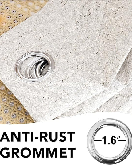 H.VERSAILTEX Blackout Curtains, Durable Thick Textured Look 100% Blackout Patio Door Curtain, Grommet Extra Wide Sliding Door Curtain Panel Long Curtains, W100 x L108 inch- Ivory