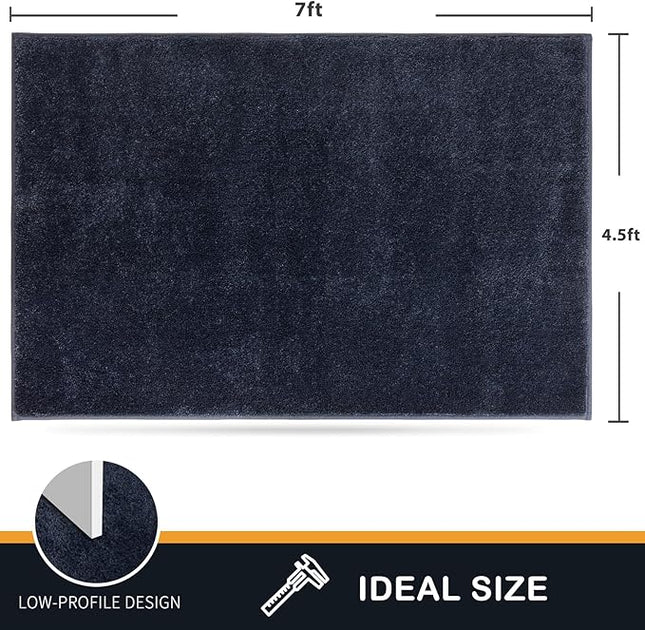 PURRUGS Easy Care Area Rug 4.5ft x 7ft, Non-Slip Washable Entryway Rug, Dog Door Mat, Stain Resistant Accent Rug for Hallway, Living Room, Bedroom and Mudroom, Navy Blue
