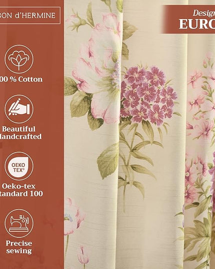 Maison d' Hermine Curtains for Living Room 100% Cotton 96 inch Length One Panel Light Filtering Curtains for Bedroom Windows with Rod and Loop Pockets Drapes (Swyncombe Fuchsia, 50" W x 96" L)