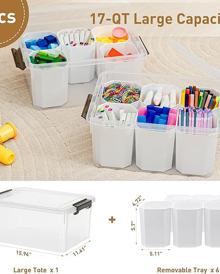 Citylife 17 QT Plastic Storage Bins Clear Storage Box with Lids Multipurpose Stackable Storage Containers for Organizing Tool, Craft, Crayon, 2 Packs