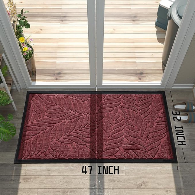 Yimobra 47x32 Large Door Mat Outdoor Indoor, All-Season Waterproof Door Mat Outside Entrance, All-Weather Non-Slip Outside Doormat for Garage Patio Entryway, Red
