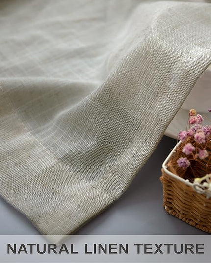 Beige Curtains 72 Inch Length for Living Room 2 Panels Set Back Tab Rod Pocket Light Reducing Semi Sheer Flax Linen Curtains for Bedroom Sack Tweed Crude Country Farmhouse Decor 52x72 Inches Long