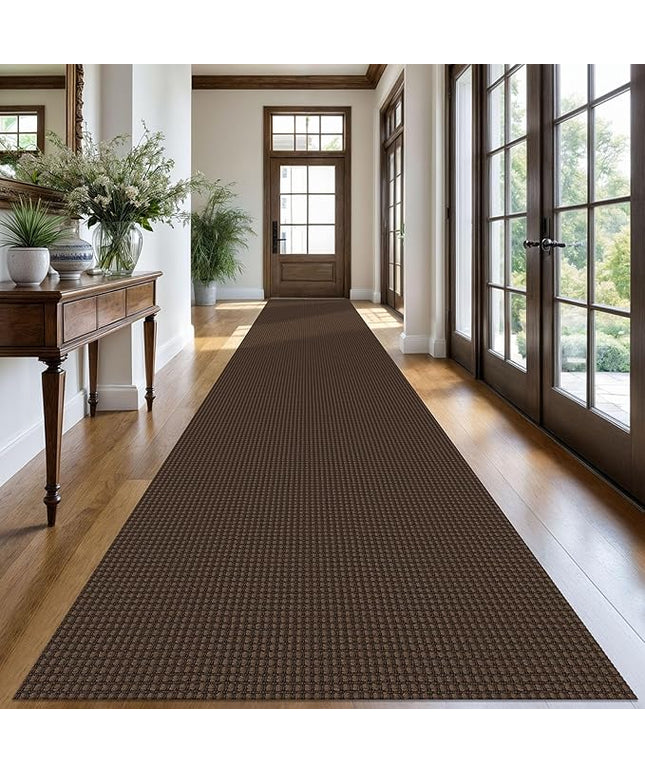 KOZYFLY Extra Long Runners for Hallways 3x20 ft Washable Kitchen Runner Non Slip Rubber Backed Hallway Rug Cotton Entryway Runner Rug Floor Carpet for Indoor Hall, Kitchen, Stair, Reddish Brown/Coffee