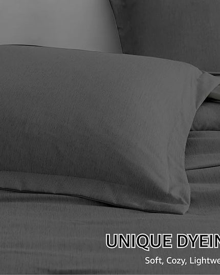 Monbix Queen Comforter Set - 7 Pieces Cationic Dyeing Dark Grey Bed in a Bag Queen Bedding Sets with Comforter, Sheets, Pillowcases & Shams, Reversible Bedding Comforters Sets