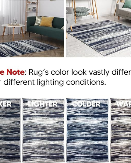 Keen Home Design Area Rugs - 5ft Round Non-Shedding, Abstract Rugs for Kitchen, Living Room, Bedroom, Dining Room, Entryway - Size: 5'3" Round, Multi