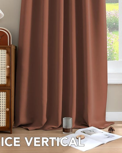 H.VERSAILTEX Blackout Curtains Thermal Insulated Window Treatment Panels Room Darkening Blackout Drapes for Living Room Back Tab/Rod Pocket Bedroom Draperies (2 Panels, Washed Spice, 52 x 96 Inch)