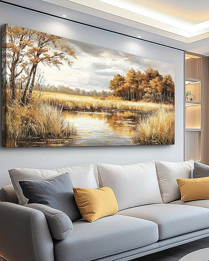 ERQINHUA Canvas Wall Art For Living Room Bedroom Wall Decor For Office Farmhouse Mural Lake Surface Landscape Painting Artwork Pictures Dining Room Hallway Home Decoration Ready To Hang 20x40 In