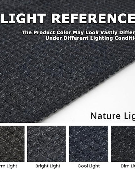 KOZYFLY Rugs for Entryway 3x5 ft Washable Area Rug Non Slip Rubber Backed Entry Rug Woven Indoor Door Mat Cotton Kitchen Rugs Floor Carpet for Entryway, Foyer, Backdoor, Black/Dark Grey