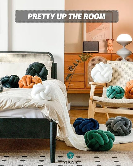 Knot Pillow Ball, Soft Home Decorative Throw Pillows Cushion, Round Changeability Knotted Pillows, Modern Home Handmade Cushions for Bedroom, Sofa, Couch (8 Inch, Dark Gray)