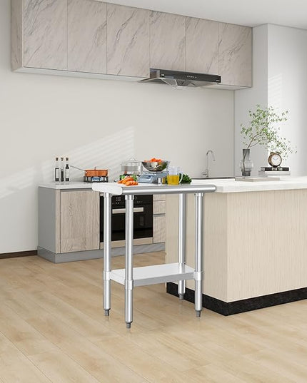HARDURA Stainless Steel Work Table Commercial 18×30 Inches Kitchen Prep Table and Heavy Duty Commercial Workbench NSF 430 with Undershelf and Galvanized Legs