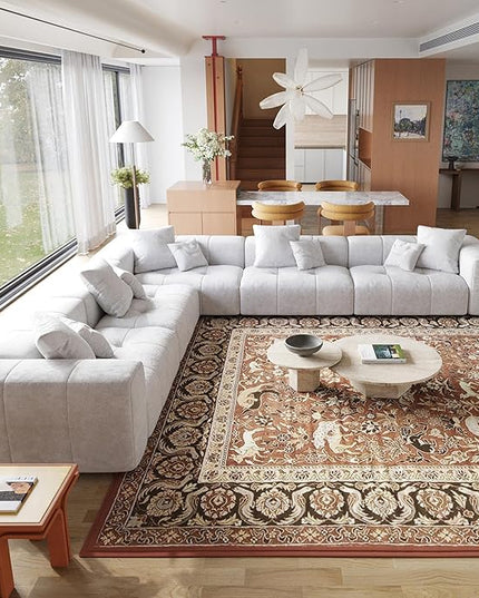JACH V-Shaped Modular Sectional Sofas for Living Room, Modern Cloud Couch, Mid Century Modern Modular Sofa, Cozy Sleeper Sofa for Living Room (Linen Fabric, White)