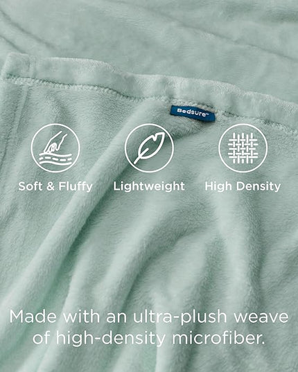 Bedsure GentleSoft Fleece Blanket Twin Size Sage Green - 300GSM Lightweight Plush Fuzzy Cozy Soft Warm Blanket for Bed, Sofa, Couch, Travel, Camping, 60x80 inches