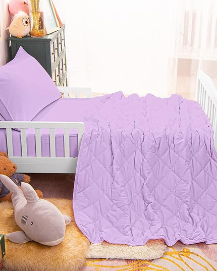 NTBAY Toddler Bedding Set - 4 Piece Soft and Breathable Crib Bedding Set for Boys and Girls, Includes Quilted Comforter, Fitted Sheet, Flat Top Sheet and Envelope Pillowcase, Lavender