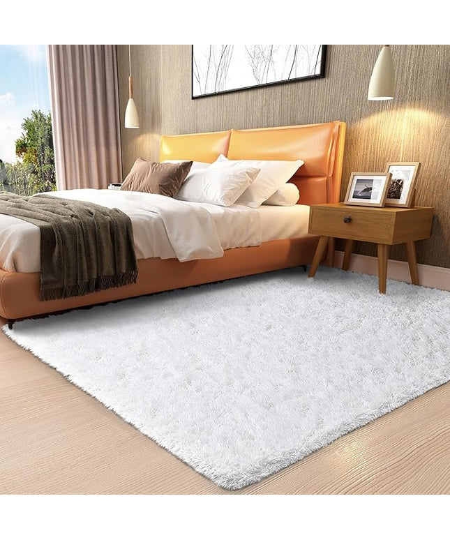 Ophanie White Rugs for Bedroom Fluffy, Girls Kids Baby Shaggy Shag Fuzzy Soft Carpet, 3x5 Small Plush Bedside Area Rug, Indoor Floor Room Carpet for Teen Dorm Home Decor Aesthetic, Nursery