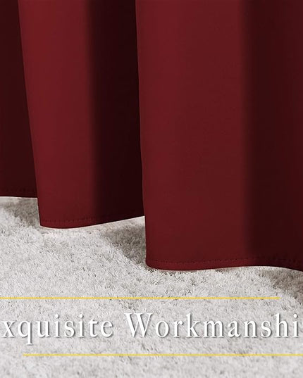 NICETOWN Blackout Patio Curtains for Windows 84 inch Length - Solid Thermal Insulated Grommet Light Reducing Panels Window Treatment for Living Room (Burgundy Red, 2 Panels = 160" Wide)