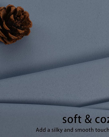 JIUZHEN Dusty Blue Blackout Curtains with Tiebacks Thermal Insulated,Light Blocking and Noise Reducing Grommet Curtains for Bedroom and Living Room, Set of 2 Window Curtain Panels, 70 x 72 Inch Length