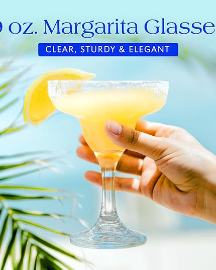 DISCOUNT PROMOS 10 Margarita Glasses Set, 9 oz. - Classic, Smooth, Barware, Glassware - Clear