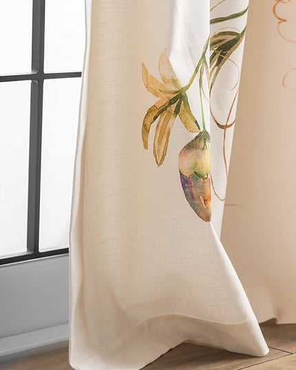 Maison d' Hermine Curtains for Living Room 100% Cotton 96 inch Length One Panel Light Filtering Curtains for Bedroom Windows with Rod and Loop Pockets Drapes (Passion Beige, 50" W x 96" L)