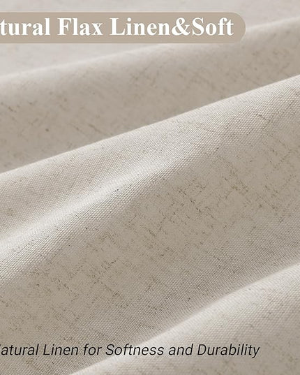 Naturoom 36 Inch Shower Curtain - Stall Narrow Half Green Linen Ultra Thick Fabric Shower Curtain Set with Hooks, Boho Farmhouse Rustic RV Camper Bath Curtains for Bathroom, Light Tan, 36x72