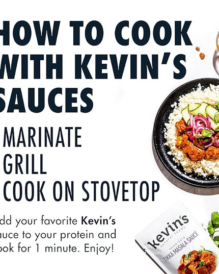 Kevin's Natural Foods Tikka Masala Sauce - Keto and Paleo Simmer Stir-Fry Sauce, Gluten Free, No Preservatives, Non-GMO - 3 Pack (Tikka Masala)