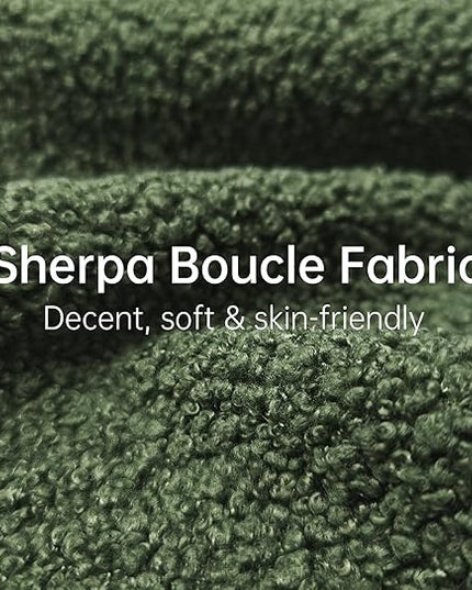 Morden Fort 3 Piece Cloud Couch Set, Modern Sherpa Boucle Sofa Set with Wood Legs, Skin-Friendly Minimalist Upholstered Comfy Couch Sofas for Living Room, 3-Seater Sofa & 2 Chairs, Forest Green