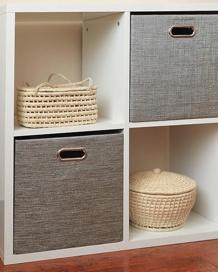 Foldable Storage Bins,13×13 Storage Cubes Basket Containers for Shelf Cabinet Bookcase Boxes,Thick Fabric Drawers - Set of 2, Coffee