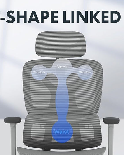 FLEXISPOT ErgoX Premium Ergonomic Office Chair with Footrest- Adjustable 3D Armrests, Dynamic Lumbar Support, Recline & Tilt Function, Mesh Seat, for Home & Office Use,Foam Grey