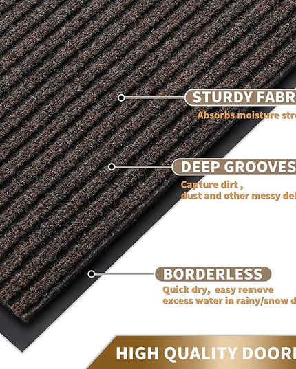 Yimobra Front Door Mat Outdoor Indoor Entrance, 100% Waterproof All-Season All Weather Doormat, Welcome Matt Outside Entry, Non Slip, Low Profile, Heavy Duty Patio Porch Floor Mats,36 x 17