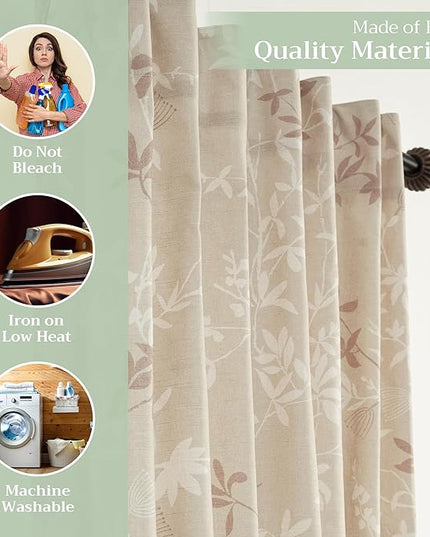 Maison d' Hermine Curtains for Living Room 100% Cotton 108 inch Length Two Panels Light Filtering Curtains for Bedroom Windows with Rod and Loop Pockets Drapes (Louxor Beige, 50" W x 108" L)