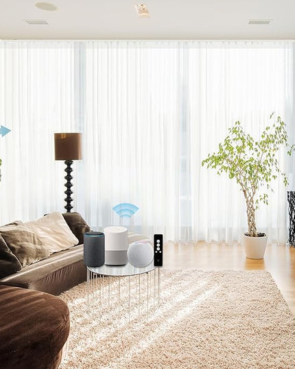 SmartWings Automatic Curtain Opener with Drapery, Motorized Vertical Blinds with Remote, Electric Closet Doors Sliding Panels Compatible with Alexa Google Homekit, Sheer Colorful Radiance
