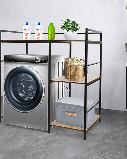 3 Tier Bathroom Washer Dryer Storage Shelf, 43.3×23.6×44.1In Washing Machine Storage Utility Rack, Space Saving Shelving Units Clothes Dryers Shelf for Laundry Room, Balcony