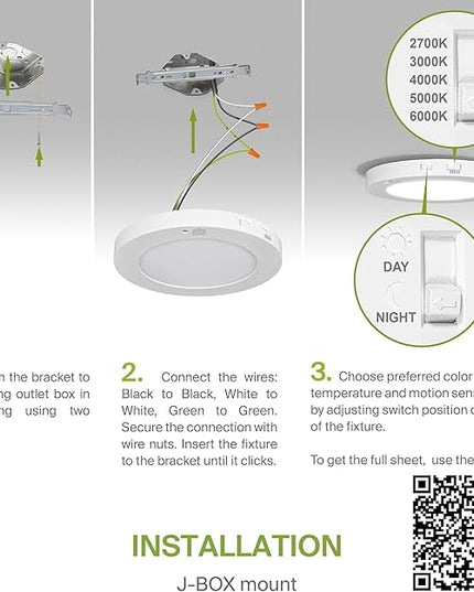 ASD LED 9" Round Flush Mount Ceiling Light Fixture, Low Profile Surface Lighting | 5CCT, Motion Sensored, Ultra-Thin, ETL Listed | 15W 1300LM 2700-6000K 120V | Kitchen, Hallway Lamp | White, 12 Pack