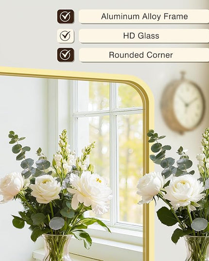 Bathroom Vanity Mirror for Wall, 2-Pack 36"x24" Wall Mounted Bathroom Mirror for Over Sink with Sturdy Metal Frame, Vertical or Horizontal, Living Room, Bedroom, Entryway(Gold)