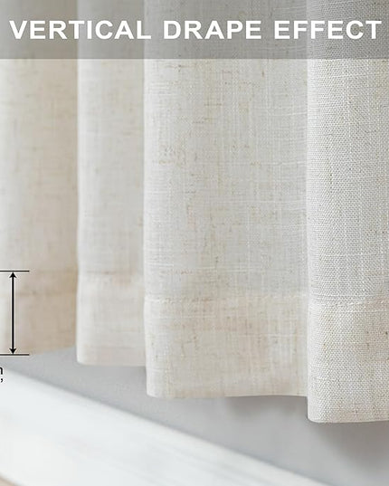 Pitalk 42 Inch Wide by 96 Inch Curtains for Dining Room Living Sliding Door Bathroom 2 Panel Sets Back Tab Rod Pocket Top Light Filter Linen Drapes for Bedroom Bay Window Picture 8 Feet Long 42 x 96