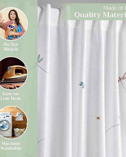 Maison d' Hermine Curtains for Living Room 100% Cotton 96 inch Length Two Panels Light Filtering Curtains for Bedroom Windows with Rod and Loop Pockets Drapes (Fleurs De Mai, 50" W x 96" L)
