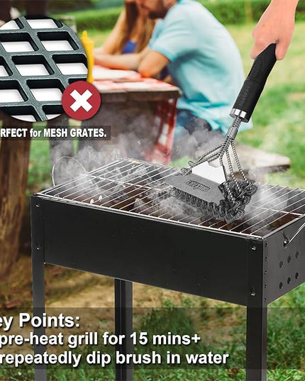 Grill Brush and Scraper Bristle Free – Safe BBQ Brush for Grill – 18'' Stainless Grill Grate Cleaner - Safe Grill Accessories for Porcelain/Weber Gas/Charcoal Grill – Gifts for Grill Wizard