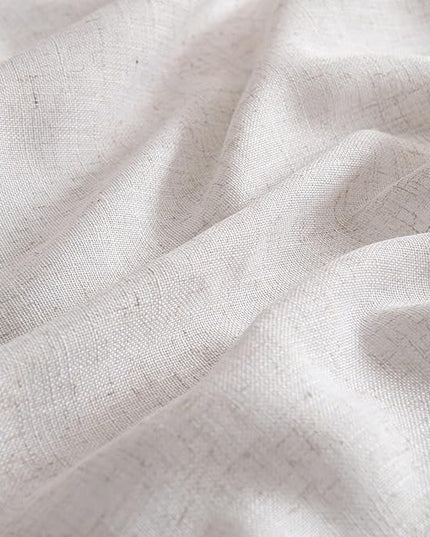 MIULEE White Linen Curtains 63 Inch Length 2 Panels for Bedroom Living Room, Soft Thick Linen Textured Natural Window Drapes Semi Sheer Light Filtering Back Tab Rod Pocket Burlap Look Decor