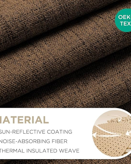 Joydeco Blackout Curtains for Bedroom - 72 Inch Long 100% Light Blocking 2 Panels Cappuccino Drapes, Thermal Insulated Room Darkening Curtains, Linen Textured for Living Room, Rod Pocket & Back Tabs