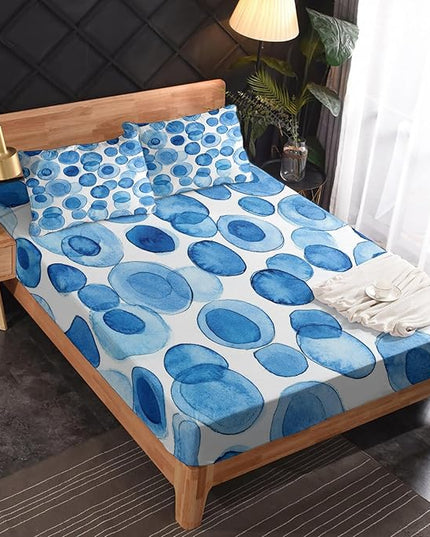 Polka Dot Sheets Queen Size - Polka Dot Decor, Blue and White Bed Sheets & Bedroom Decor, Soft Breathable Microfiber Deep Pocket Patterned Bedding Sheets & Pillowcases