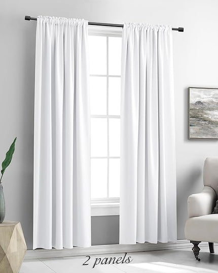 DONREN Doorway Privacy Curtains - Room Divider Soundproof Draperies, Window Treatment Thermal Insulated for Bedroom, 52 x 80 Inches Long, 2 Panels, Pure White