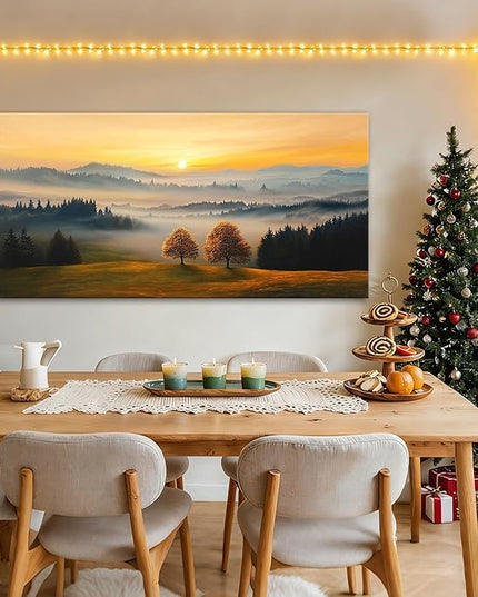 HGUAOA Nature Wall Art - Mountain & Landscape Artwork for Walls - Scenery Canvas Wall Art - Forest Painting for Living Room - Rustic Farmhouse Decor - Wall Pictures for Bedroom 24×48IN