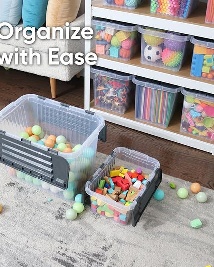 Superio Storage Bins with Lids, Clear Plastic Containers for Organizing, Stackable Totes, BPA Free, Odor Free, Organizer Boxes for Home, and Dorm, 17 Quart (4 Pack, 15"x10"x10.25")
